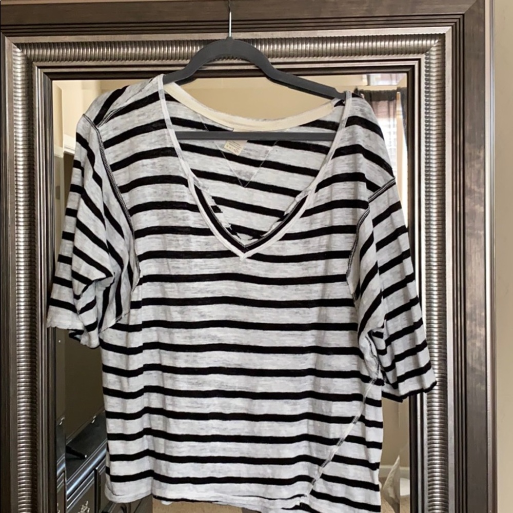Free People Black and white striped top